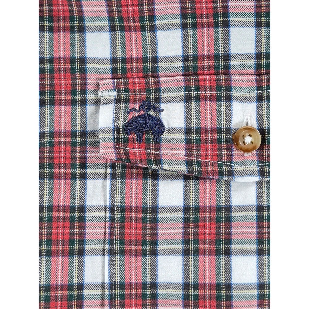 Brooks Brothers Fleece Mens Large Red White Blue Plaid Cotton Button Down Shirt - Picture 4 of 7